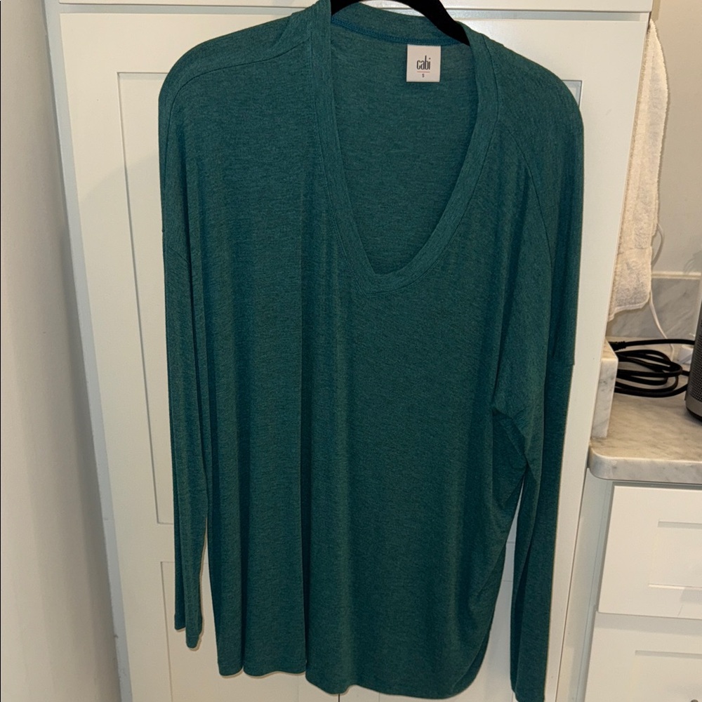 CAbi Teal V-Neck Long Sleeve Shirt